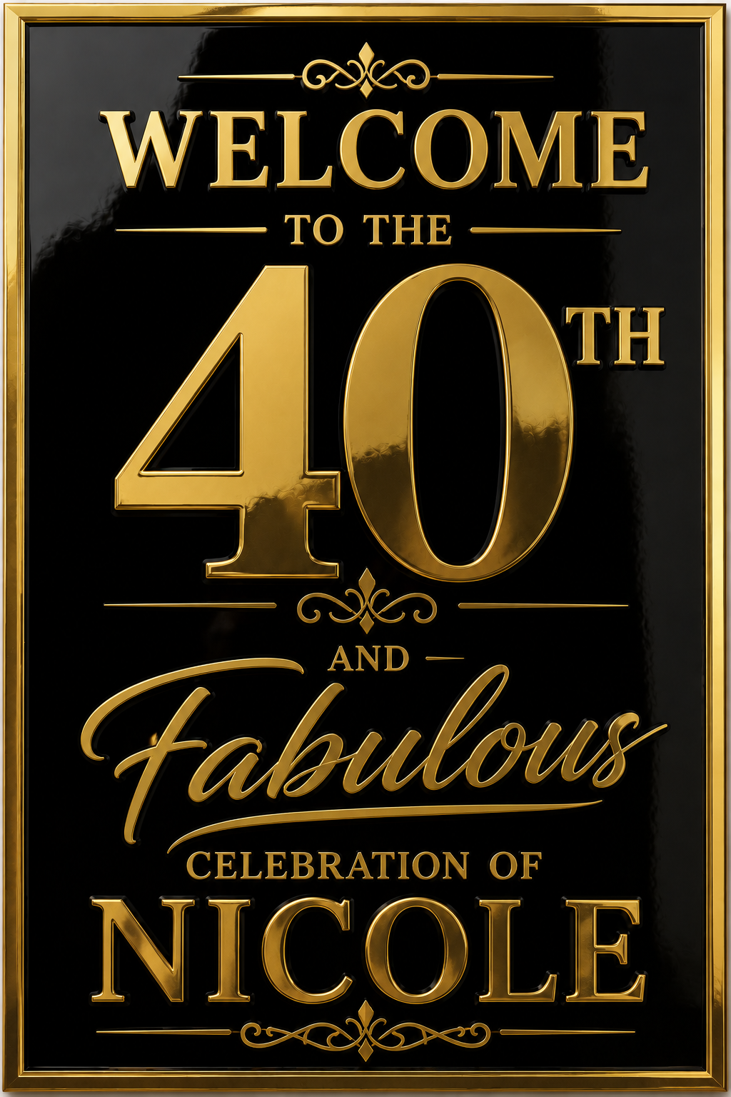 Black & Gold Milestone Birthday Welcome Sign