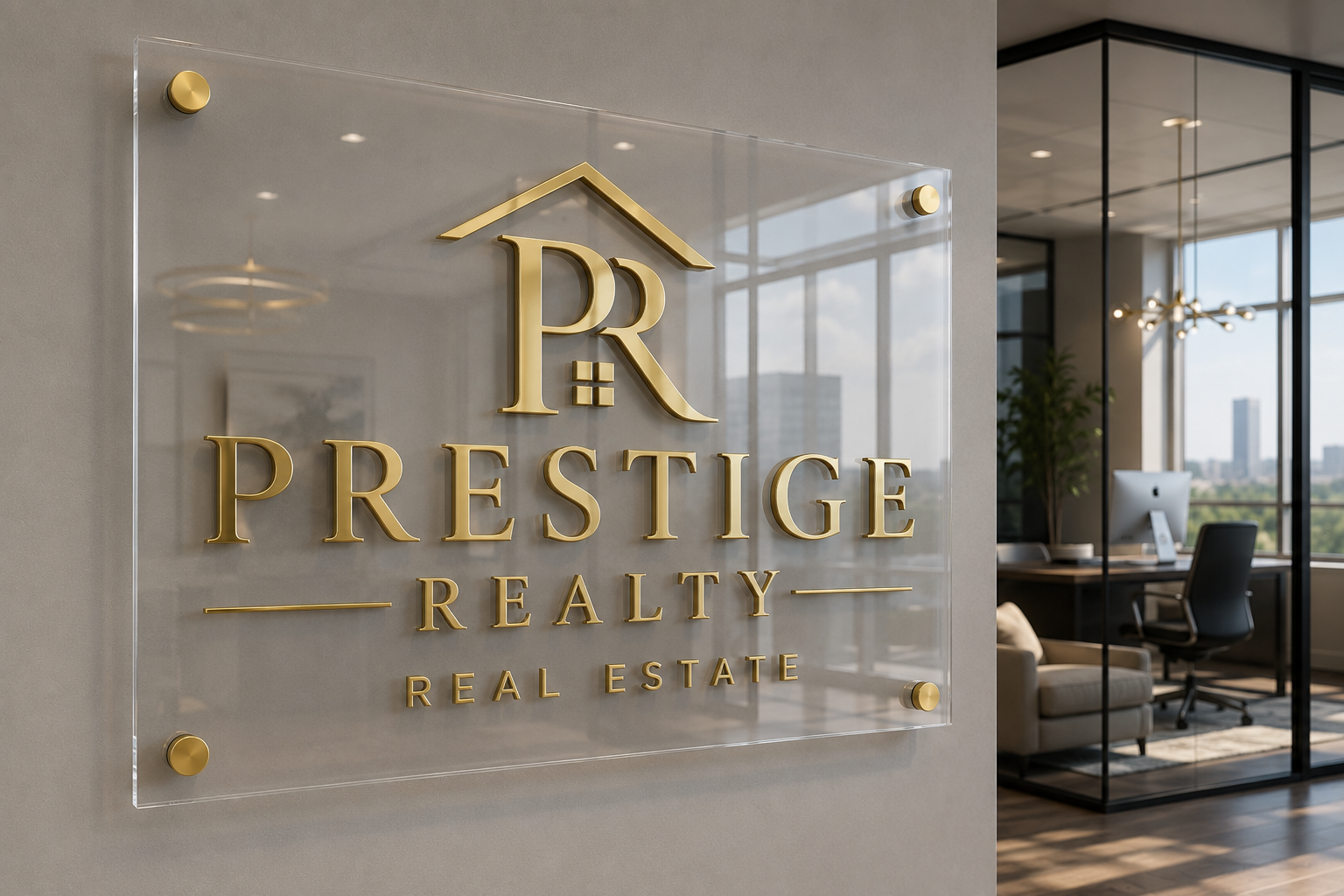 Personalized Business Welcome Sign – Custom Acrylic Office & Realty Logo Sign