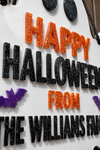 Personalized Ghost Halloween Door Sign – Custom Family Name Acrylic Decor