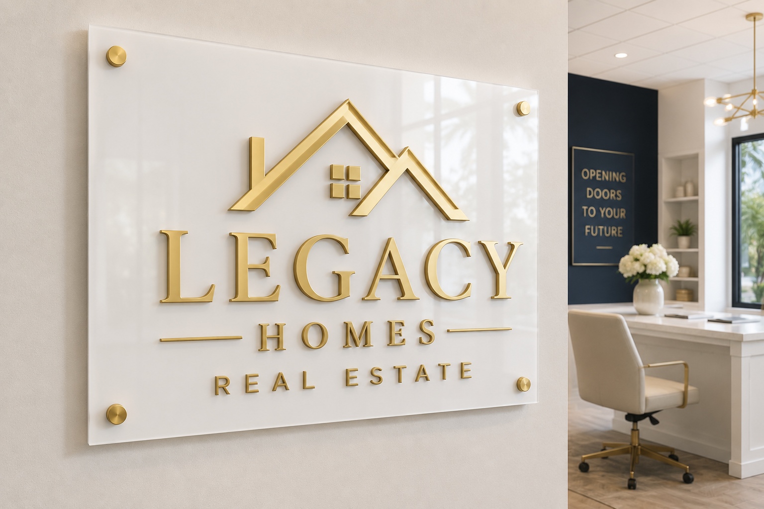 Personalized Business Welcome Sign – Custom Acrylic Office & Realty Logo Sign