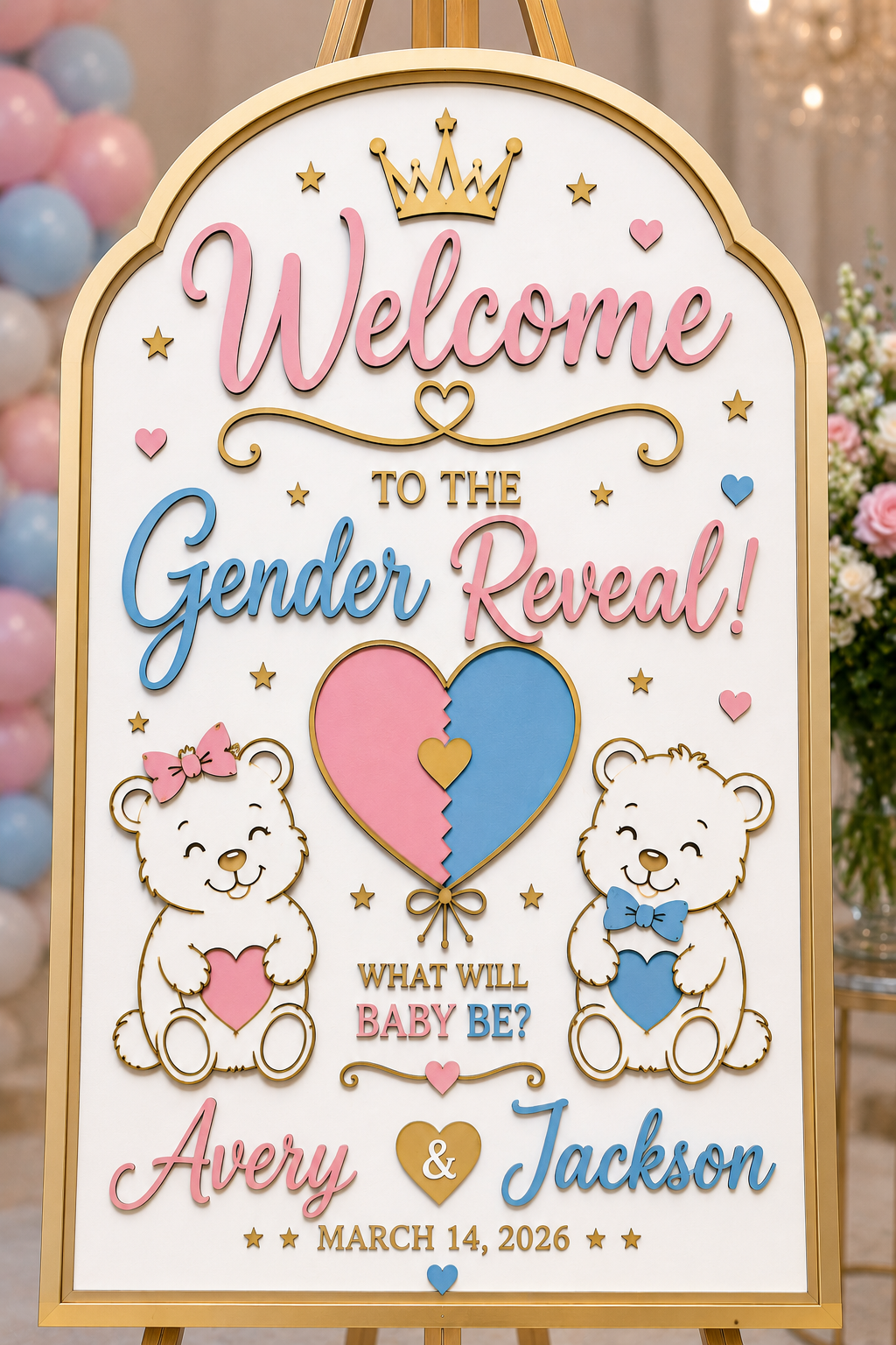 Custom Gender Reveal Welcome Sign | Personalized Baby Shower Sign