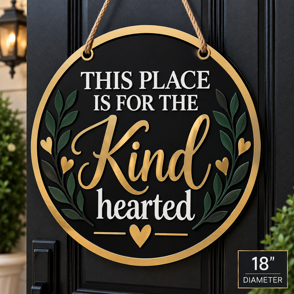 Inspirational Acrylic Door Sign | 18" Round Black & Gold Sign