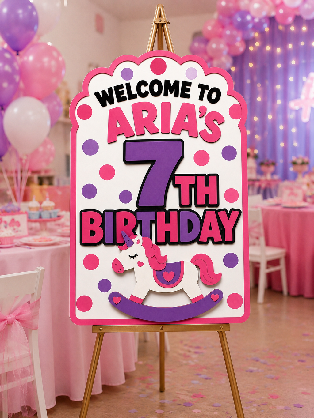 Personalized Unicorn Birthday Welcome Sign