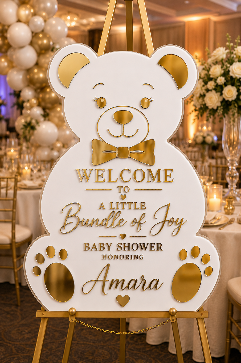 Personalized Luxury Teddy Bear Baby Shower Welcome Sign