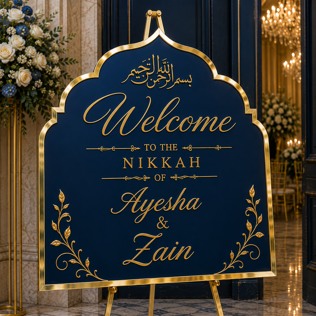 Luxury Wedding Welcome Sign | Mirror Gold Wedding Decor | Custom Wedding Sign