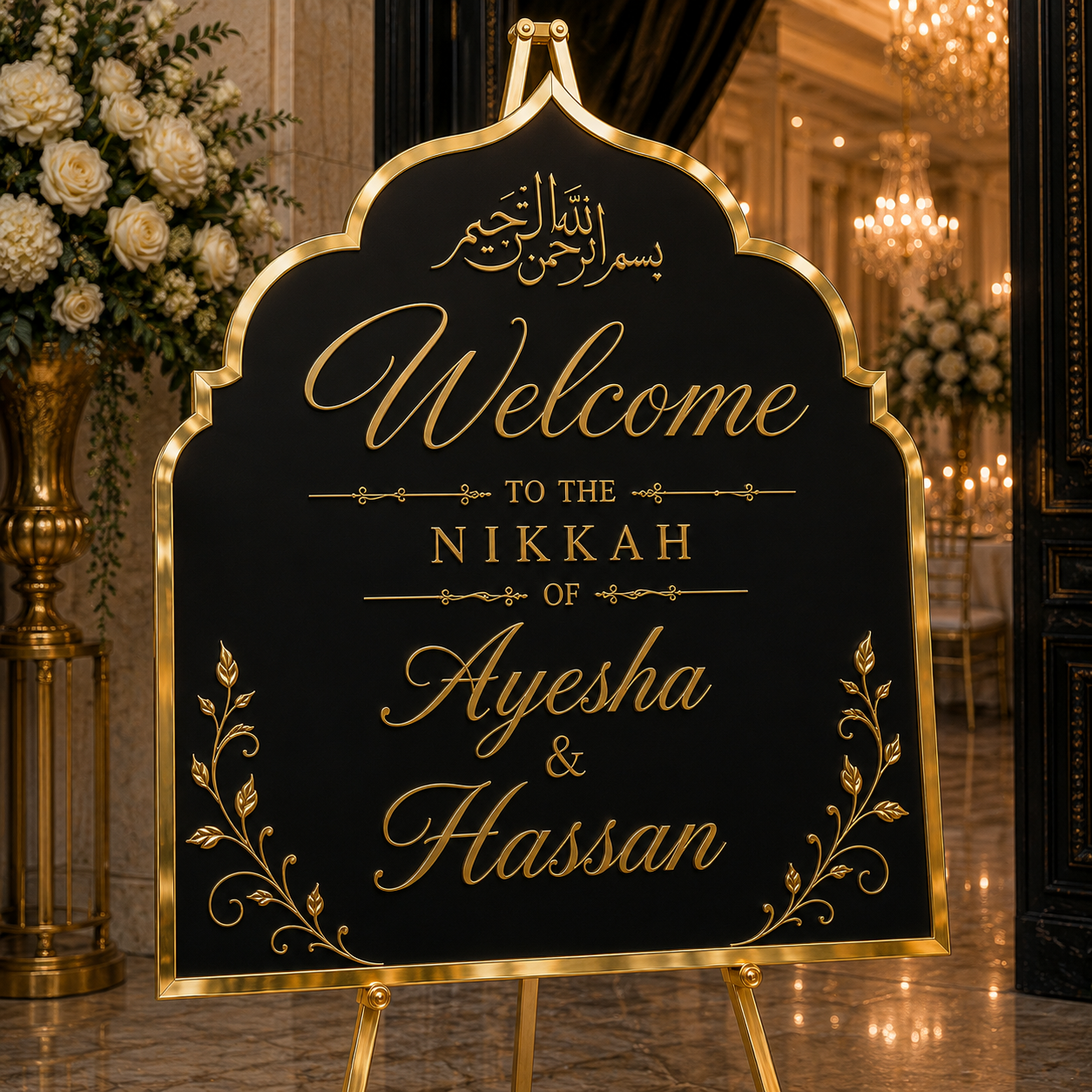 Luxury Wedding Welcome Sign | Mirror Gold Wedding Decor | Custom Wedding Sign