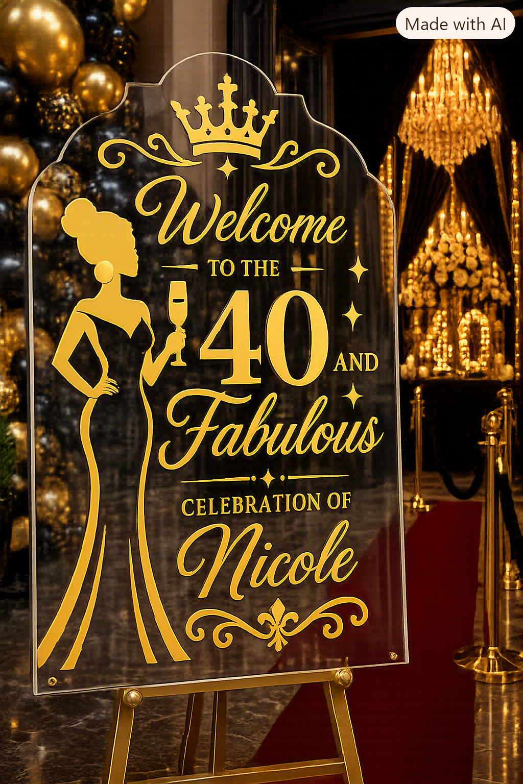 Personalized Landmark Birthday Acrylic Sign – Custom Engraved Party Decor