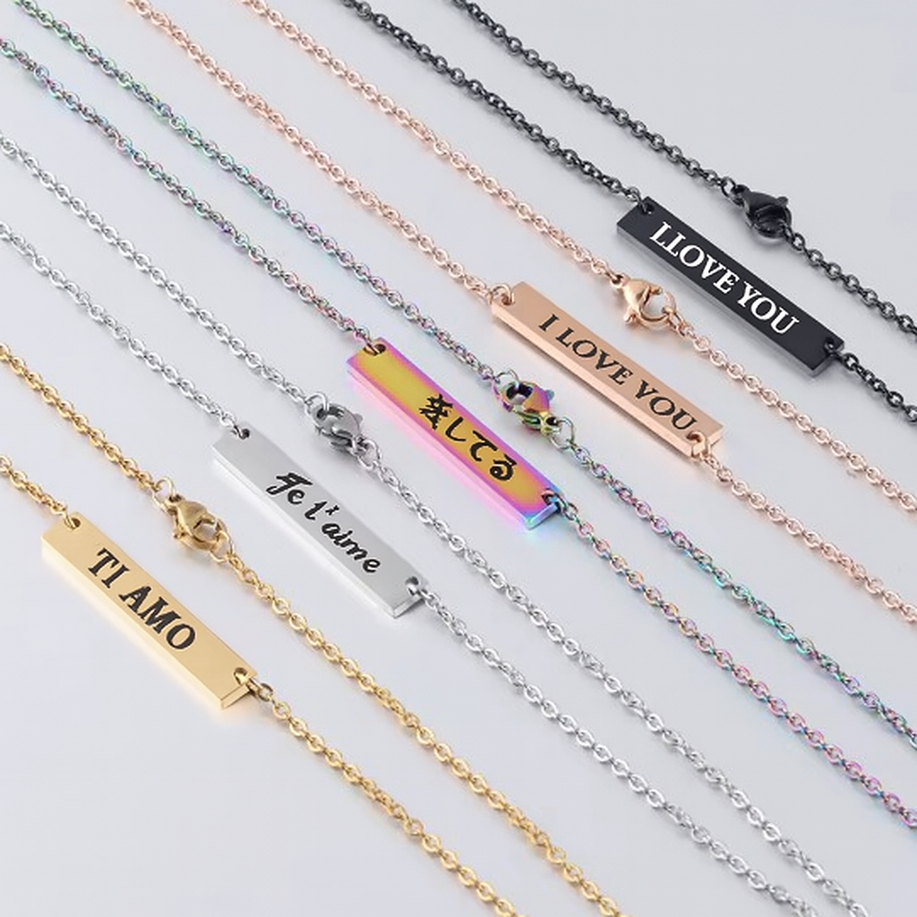 Stainless steel horizontal bar necklace