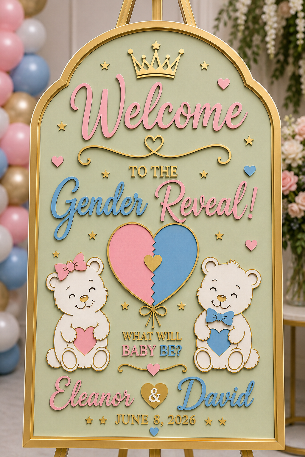 Custom Gender Reveal Welcome Sign | Personalized Baby Shower Sign