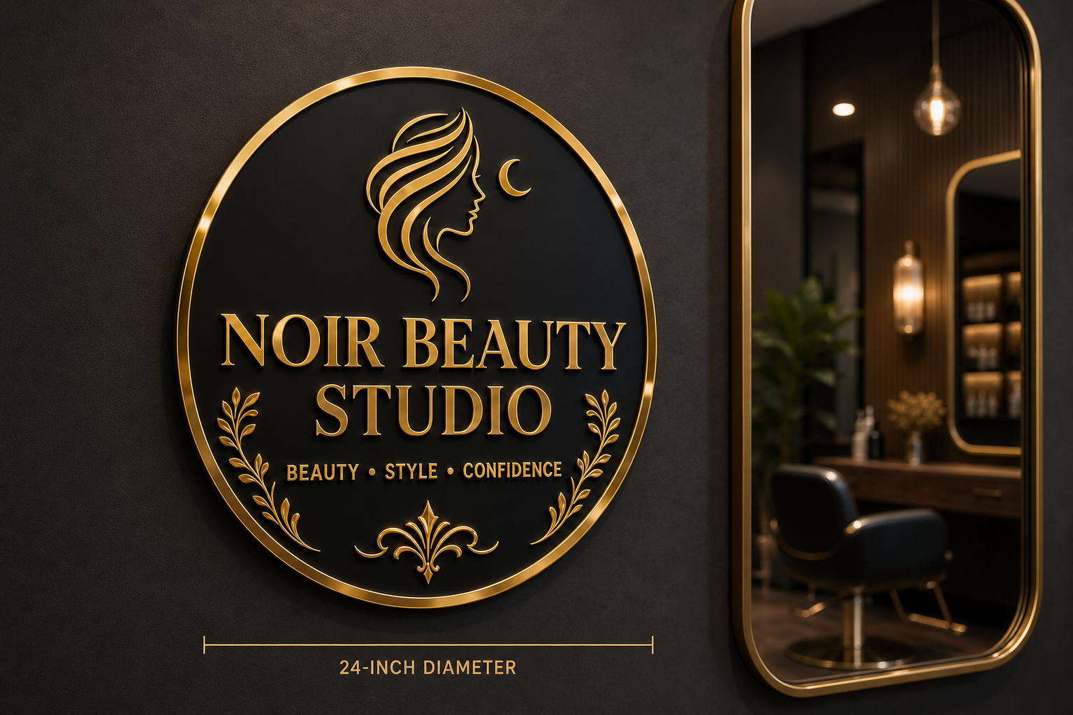 Personalized Round Business Logo Sign | Custom Acrylic Salon & Studio Decor