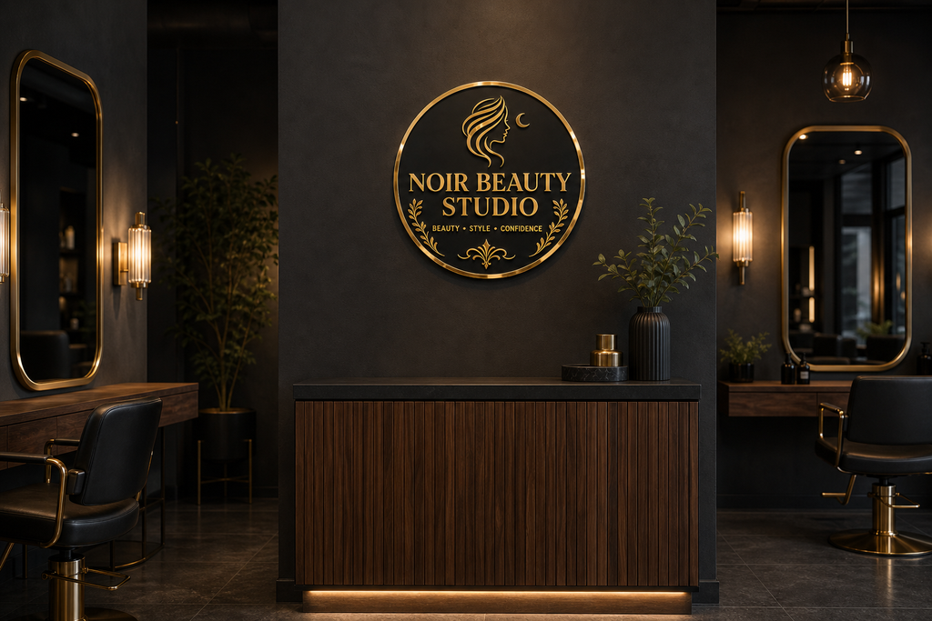 Personalized Round Business Logo Sign | Custom Acrylic Salon & Studio Decor