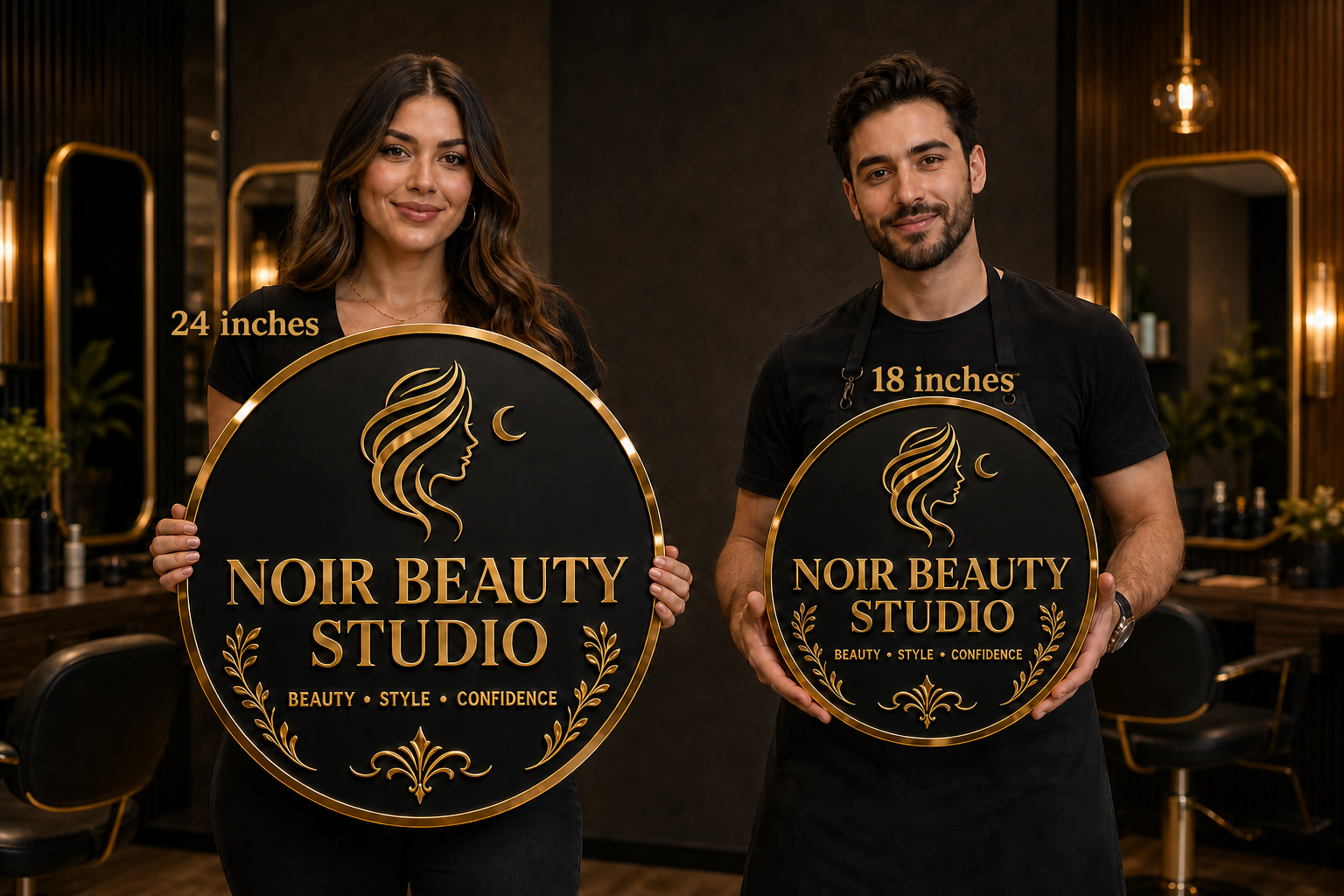 Personalized Round Business Logo Sign | Custom Acrylic Salon & Studio Decor