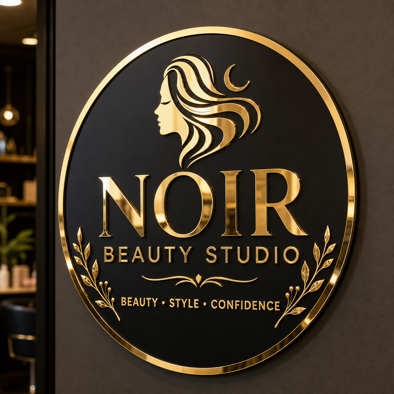 Personalized Round Business Logo Sign | Custom Acrylic Salon & Studio Decor