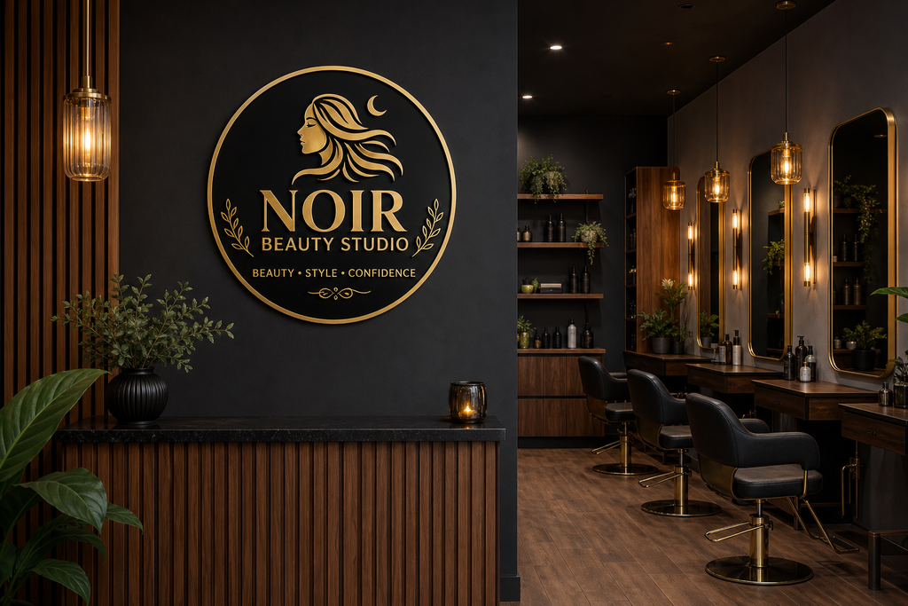 Personalized Round Business Logo Sign | Custom Acrylic Salon & Studio Decor