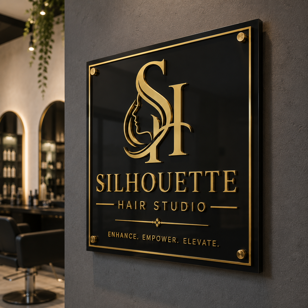 Personalized Hair Salon Sign | Custom Acrylic Beauty Studio Decor – Mirrored Gold