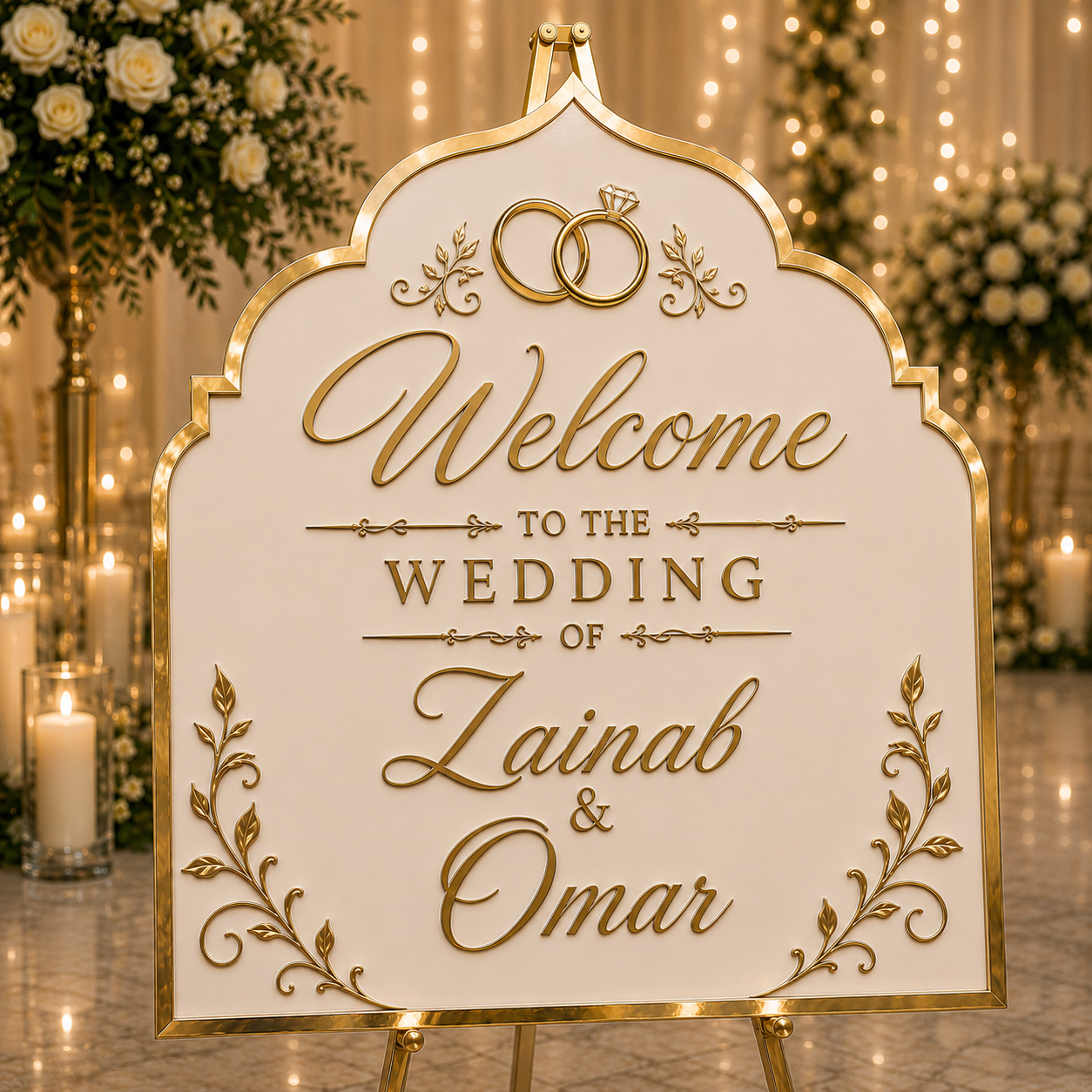 Luxury Wedding Welcome Sign | Mirror Gold Wedding Decor | Custom Wedding Sign