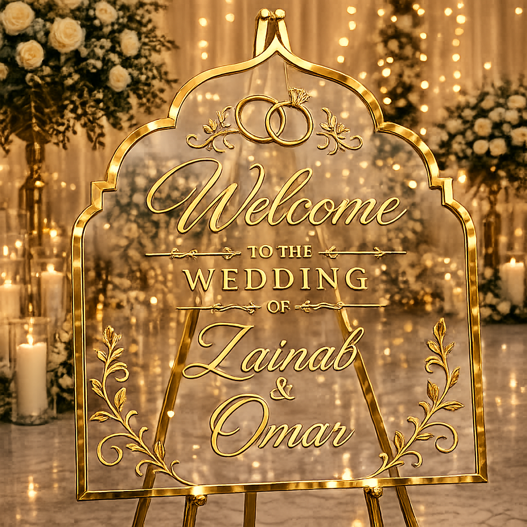 Luxury Wedding Welcome Sign | Mirror Gold Wedding Decor | Custom Wedding Sign