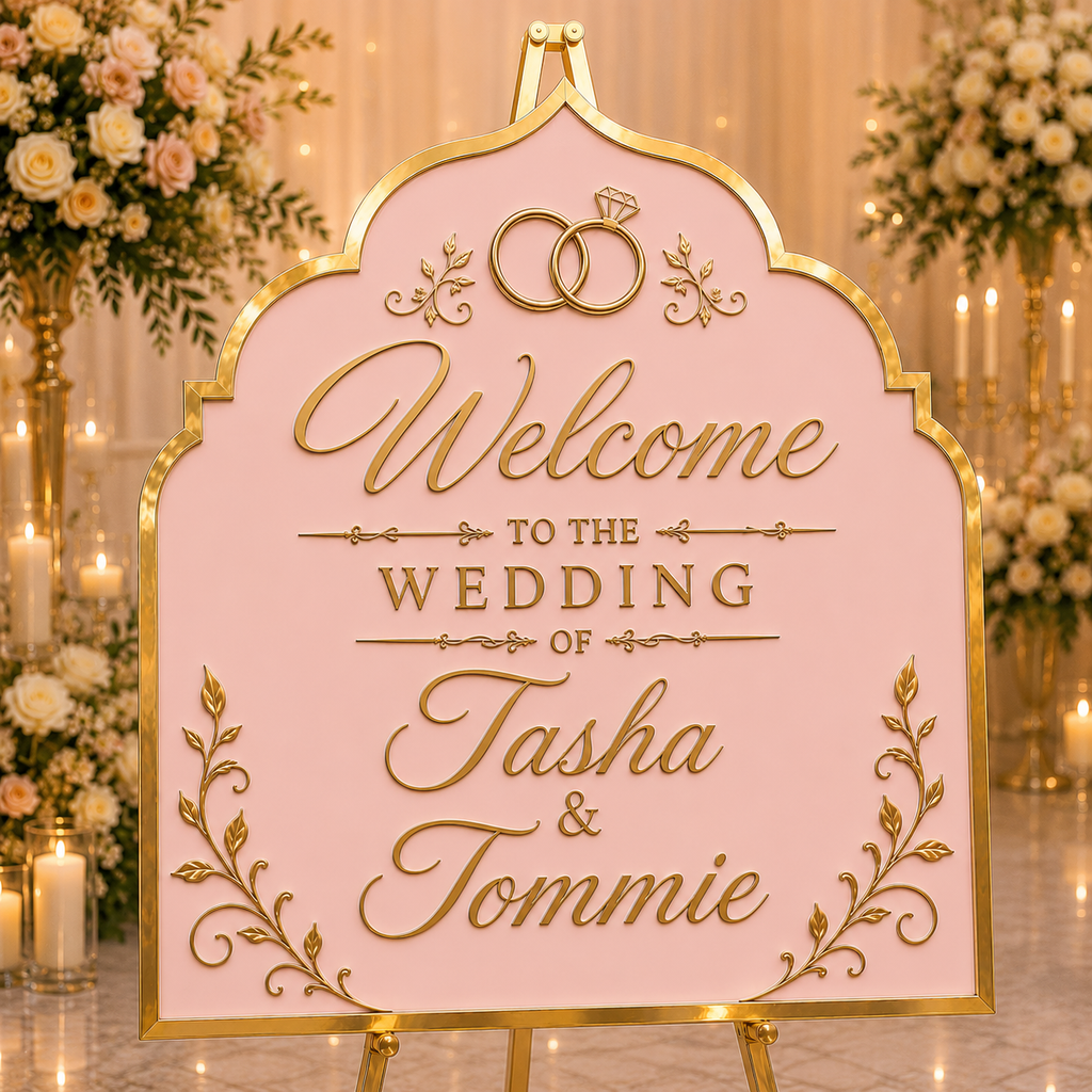 Luxury Wedding Welcome Sign | Mirror Gold Wedding Decor | Custom Wedding Sign