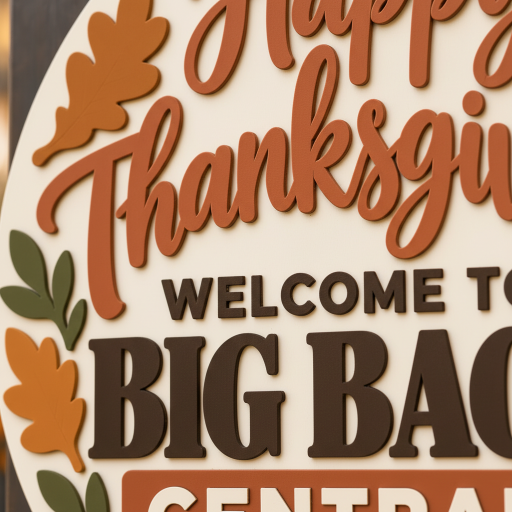 Big Back Central Sign - 3D Detail Close-Up