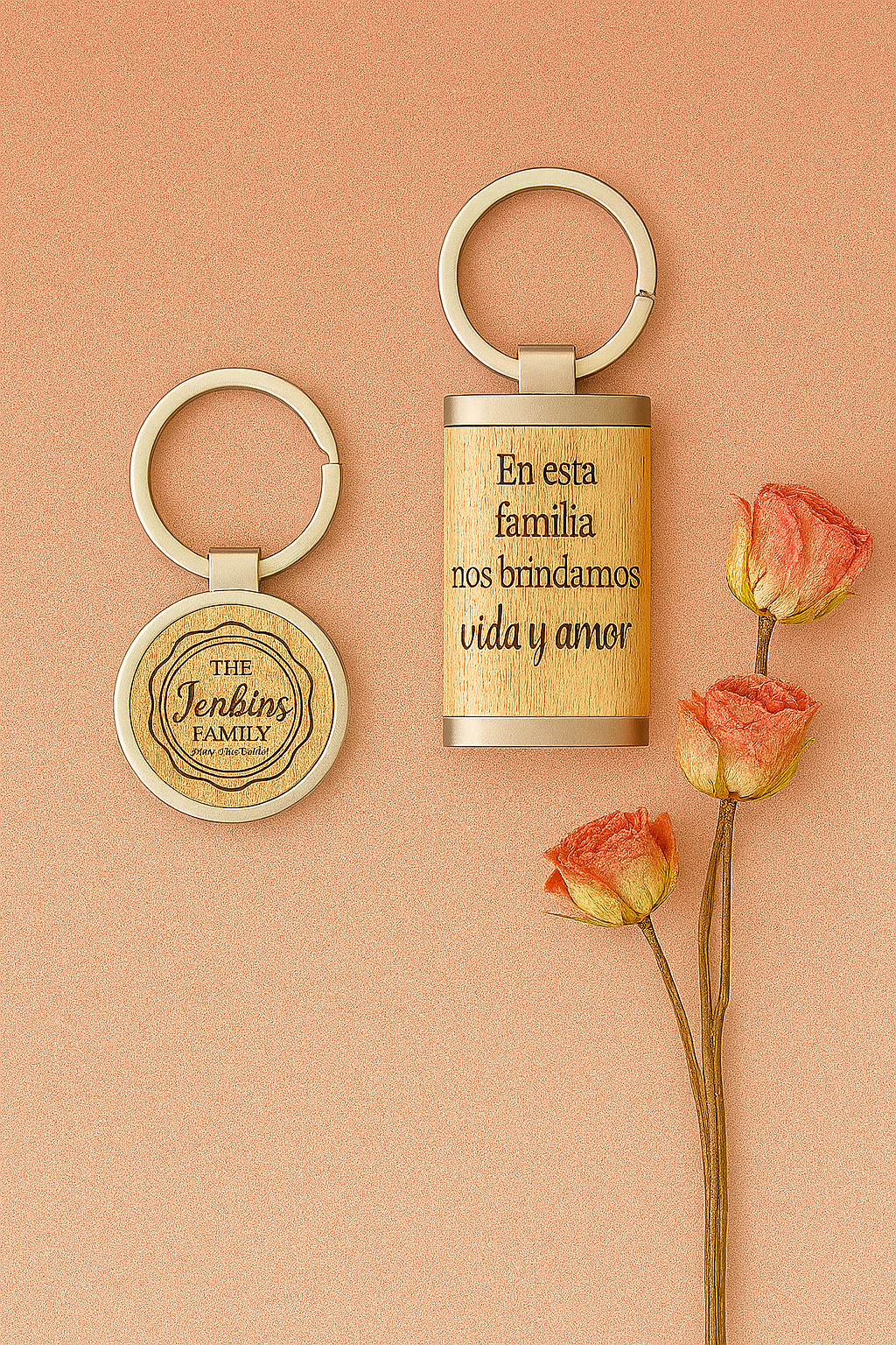 Custom Logo Wood Metal Keychain