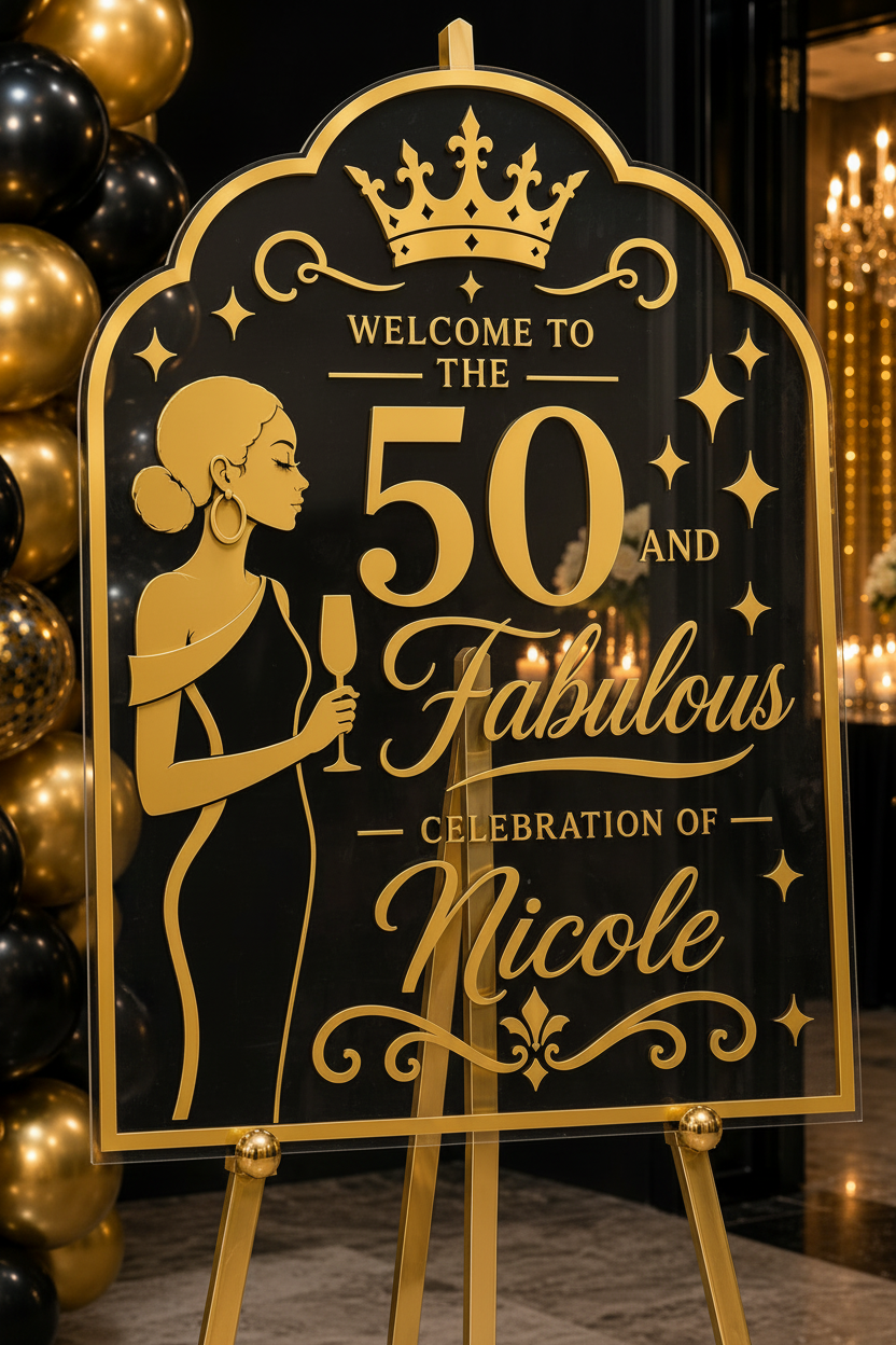 Personalized Landmark Birthday Sign – Custom Acrylic Engraved Milestone Decor