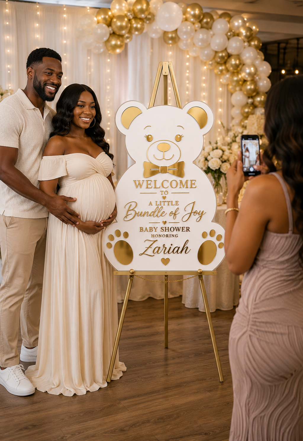 Personalized Luxury Teddy Bear Baby Shower Welcome Sign