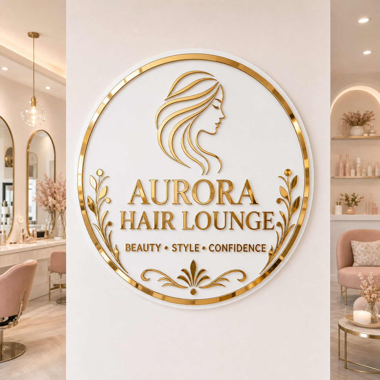 Personalized Round Business Logo Sign | Custom Acrylic Salon & Studio Decor