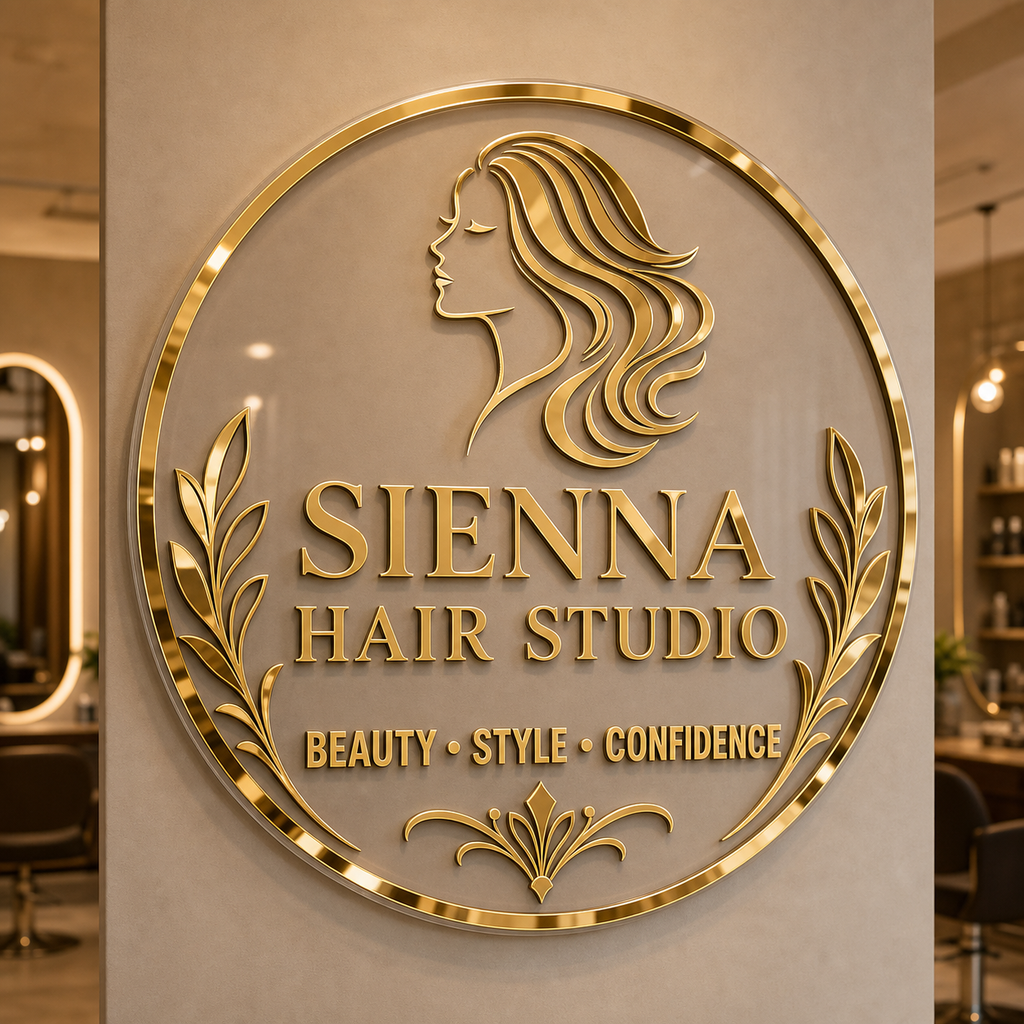 Personalized Round Business Logo Sign | Custom Acrylic Salon & Studio Decor
