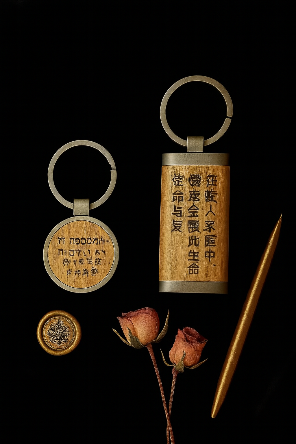 Custom Logo Wood Metal Keychain