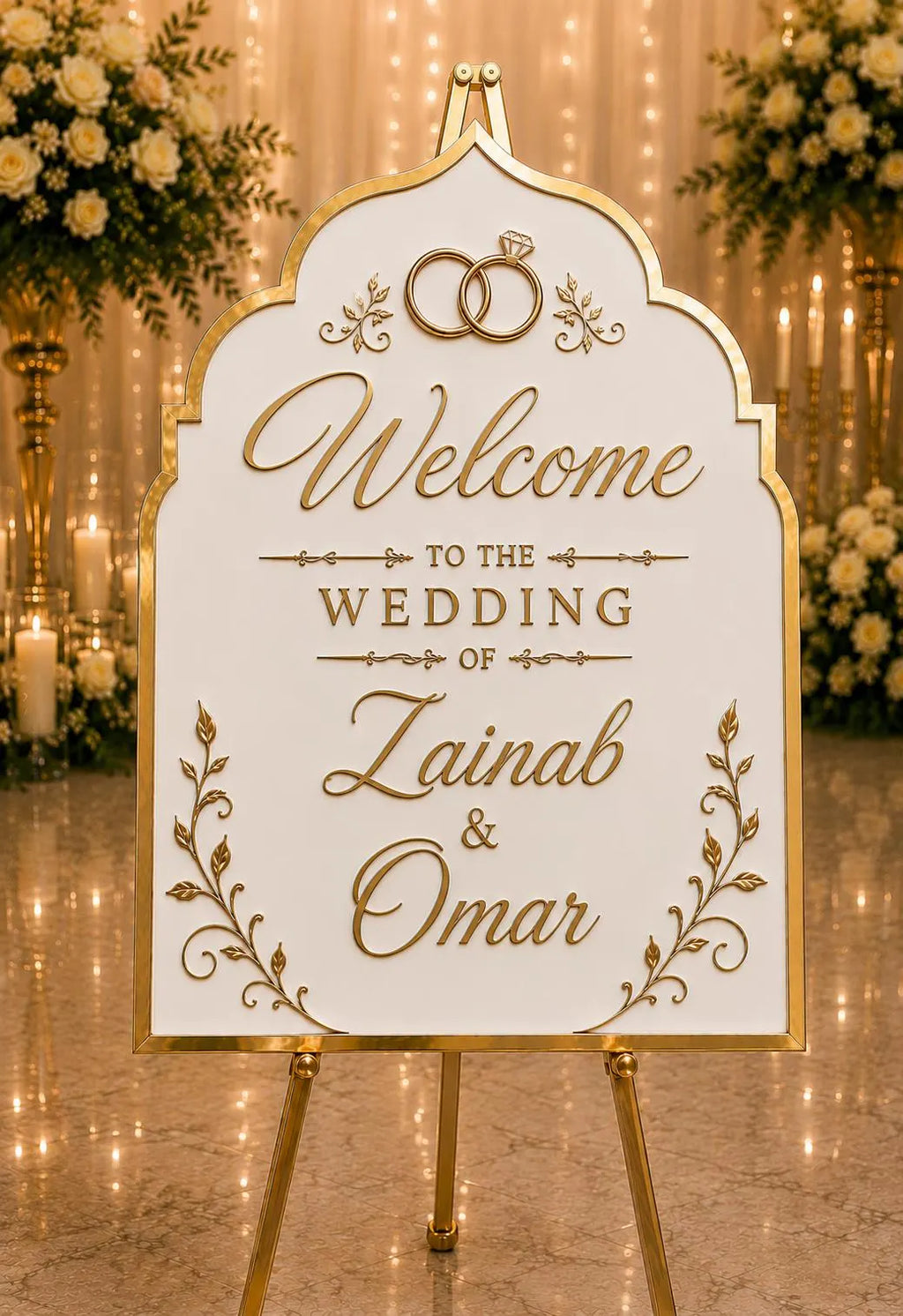 Luxury Wedding Welcome Sign | Mirror Gold Wedding Decor | Custom Wedding Sign