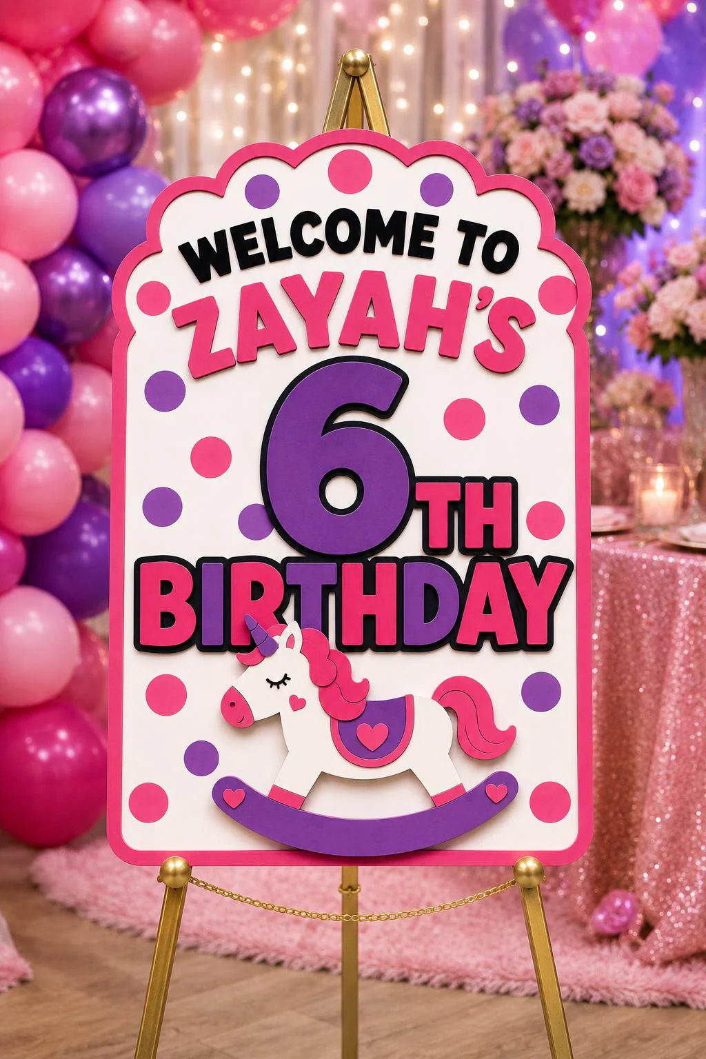 Personalized Unicorn Birthday Welcome Sign