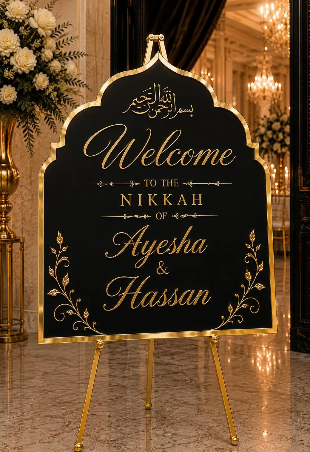 Luxury Wedding Welcome Sign | Mirror Gold Wedding Decor | Custom Wedding Sign