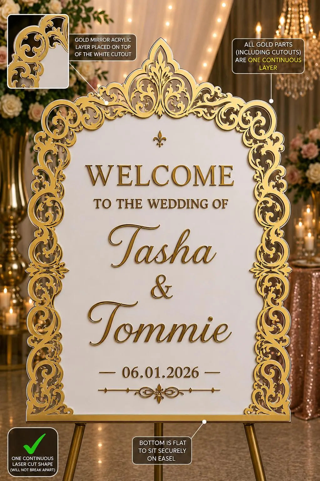 Personalized Luxury Wedding Welcome Entrance Sign