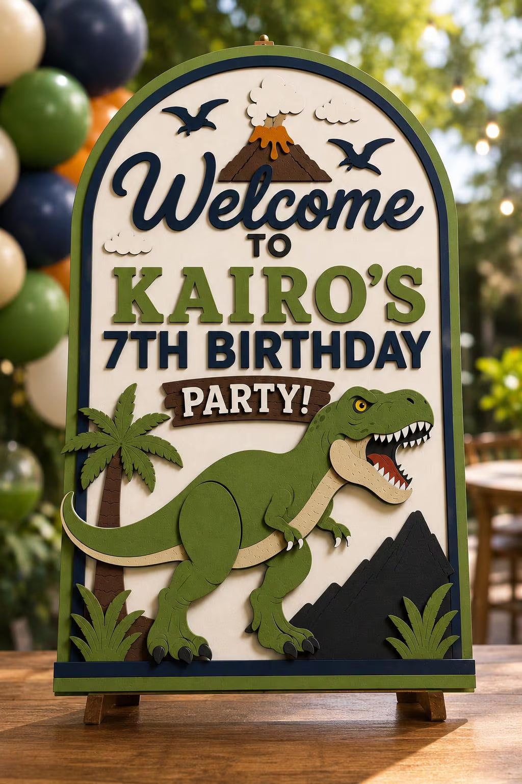 Personalized Dinosaur Birthday Welcome Sign