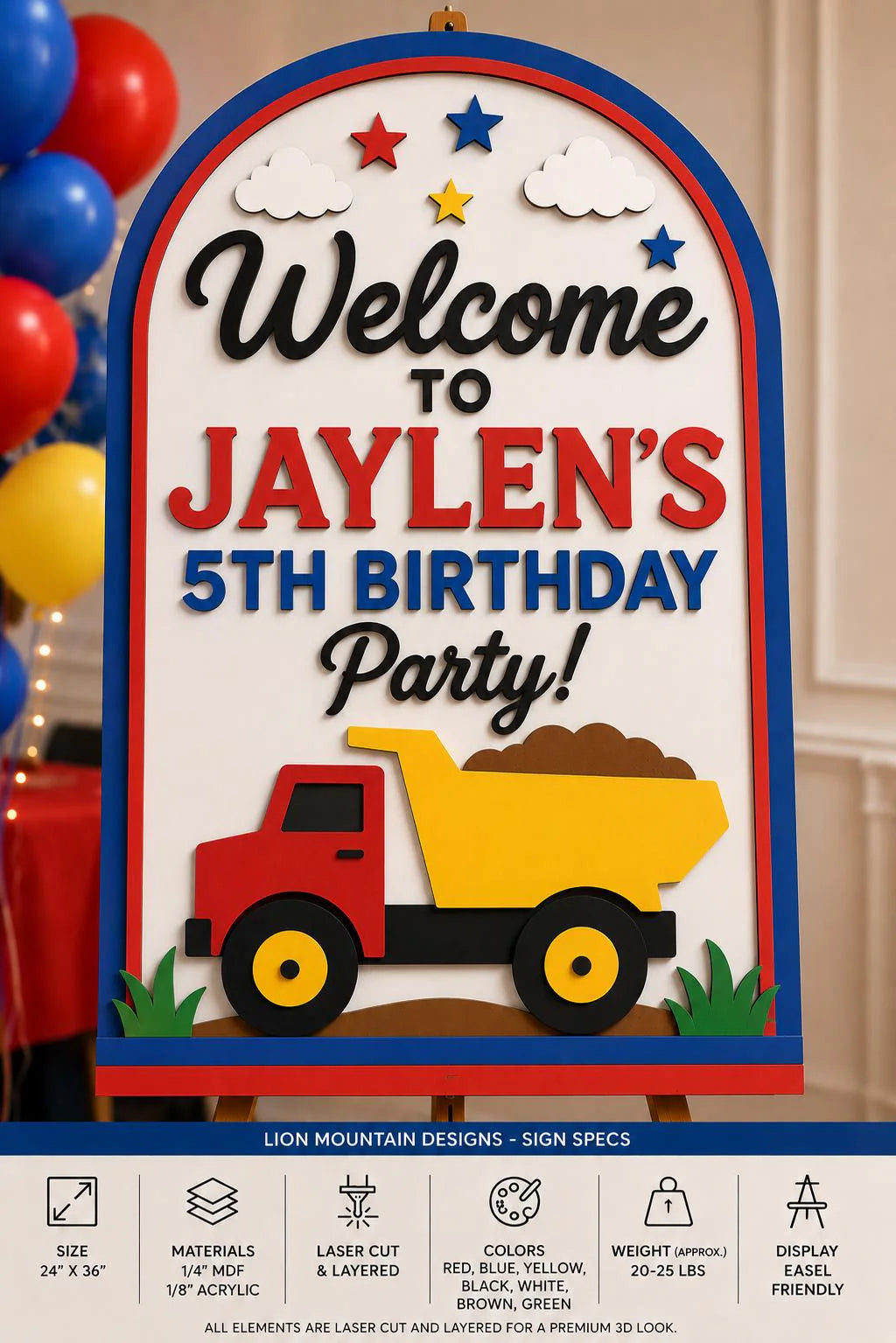 Personalized Construction Birthday Welcome Sign