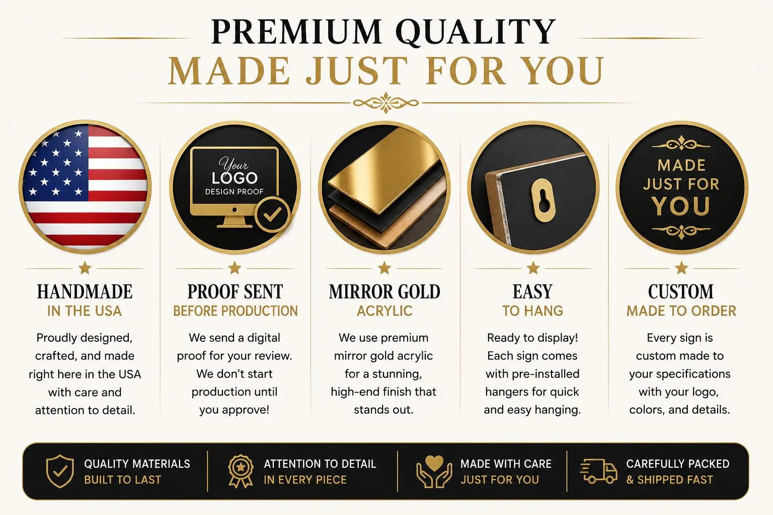 Custom Acrylic Business Sign, Mirror Gold Salon Decor, Personalized Logo Wall Art