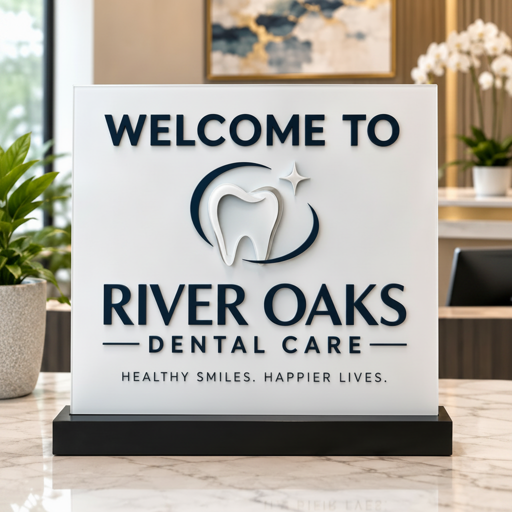 White acrylic dental welcome sign