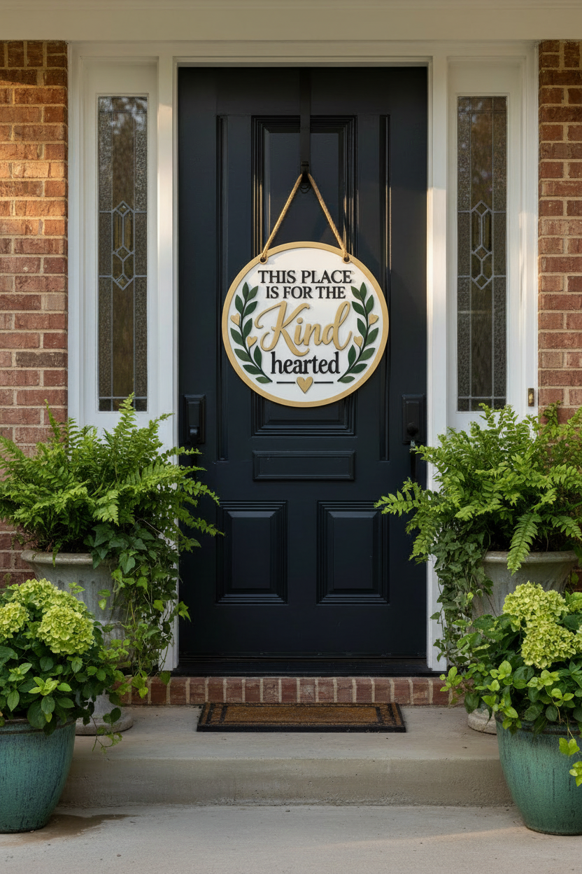 Kind Hearted Sign - Navy Door 18" Resized