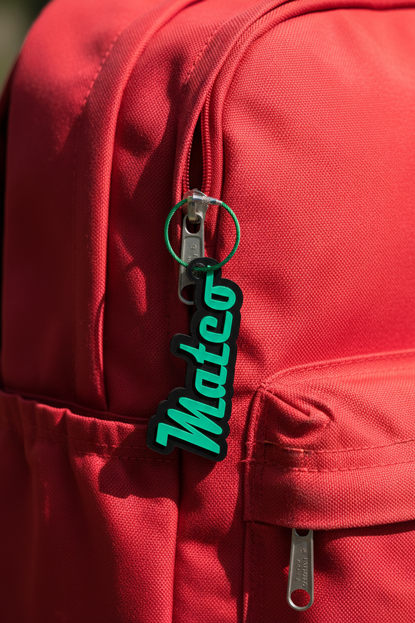 Mateo Tag on Red Backpack Only
