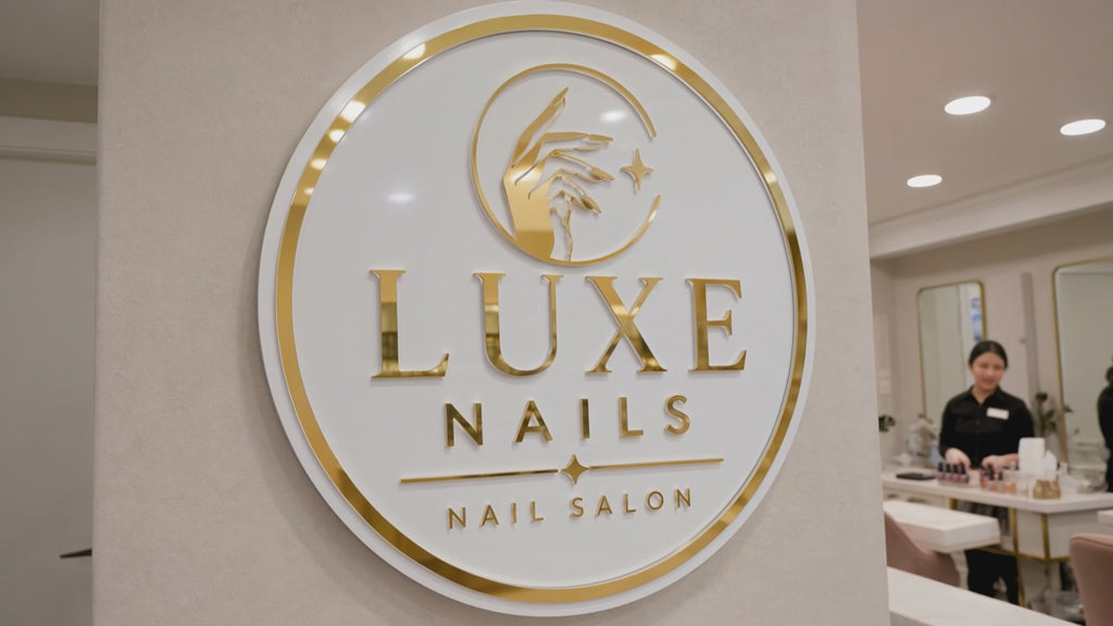 Custom Acrylic Business Sign, Mirror Gold Salon Decor, Personalized Logo Wall Art