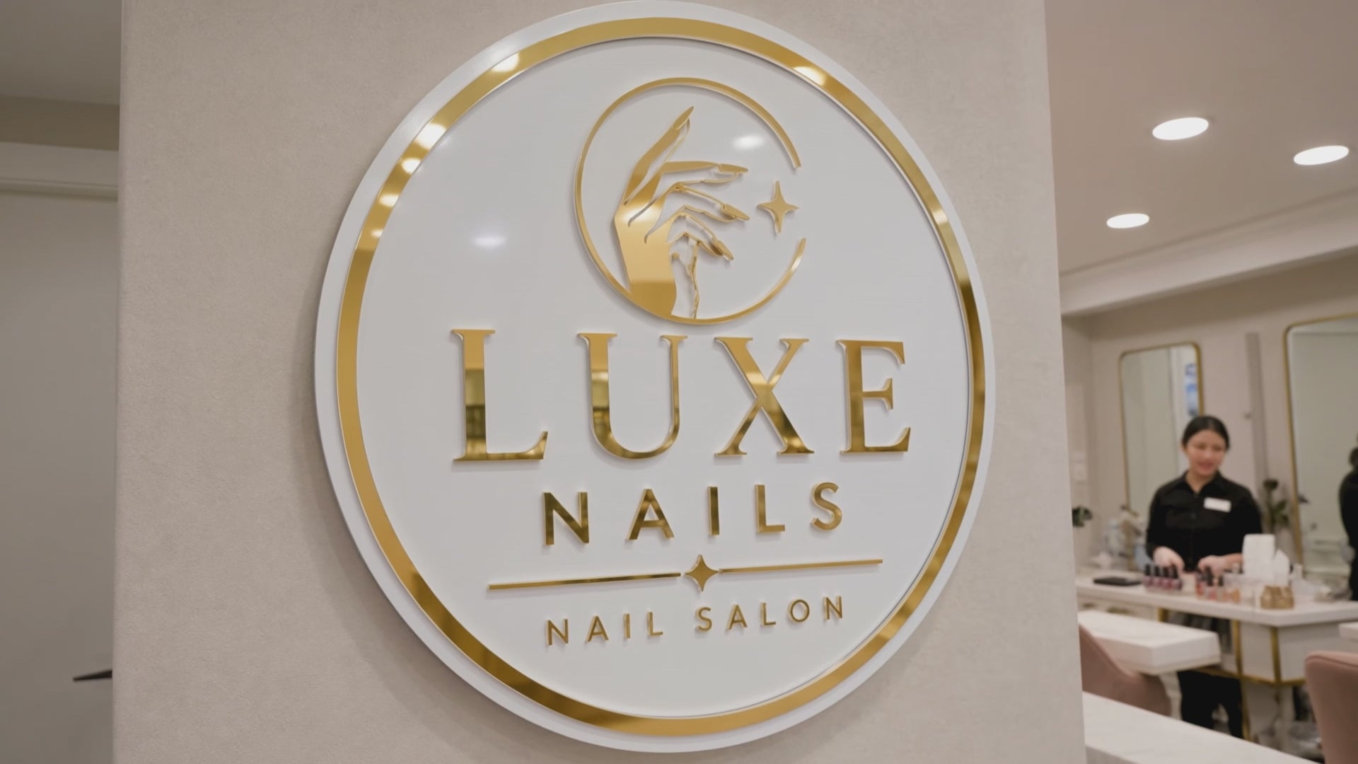 Custom Acrylic Business Sign, Mirror Gold Salon Decor, Personalized Logo Wall Art