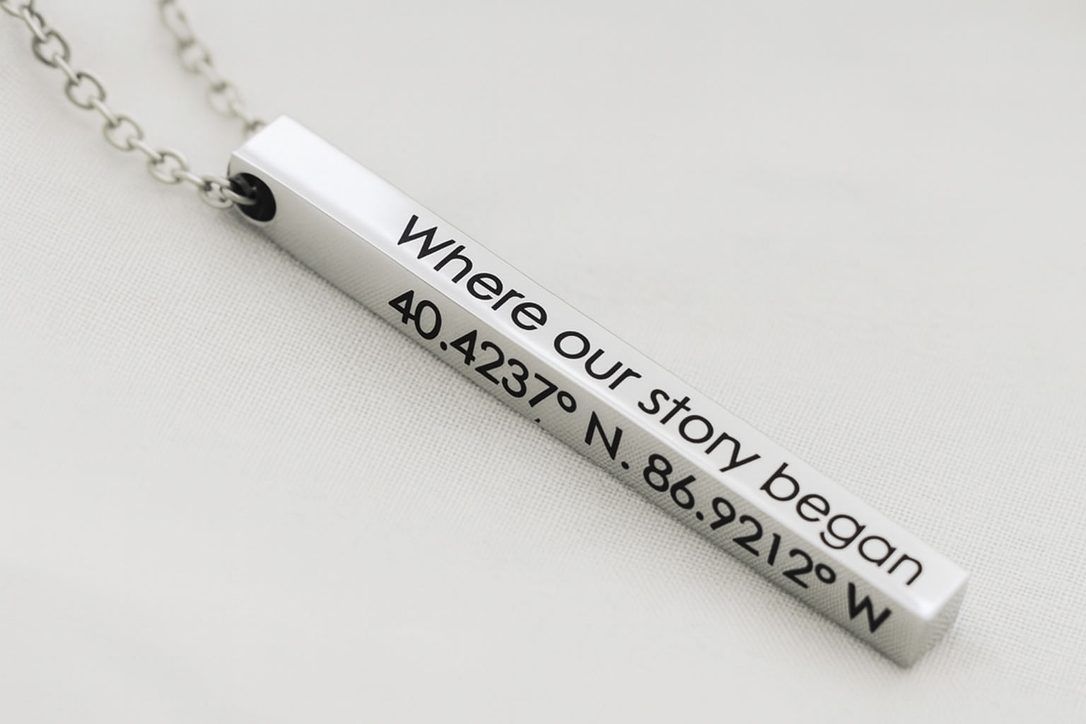 Personalized Vertical 3D Bar Necklace